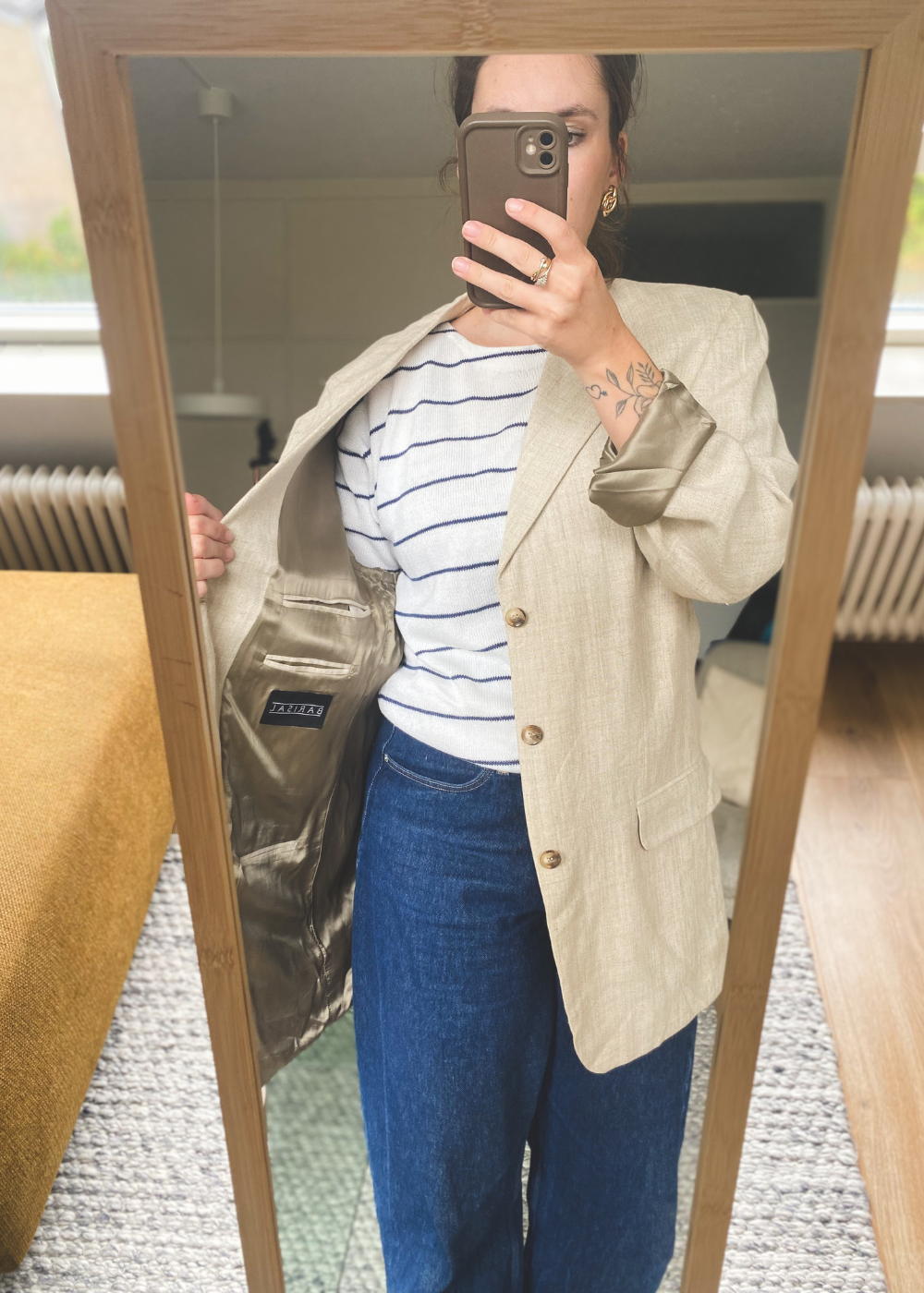 Beige linnen blazer - maat L/XL