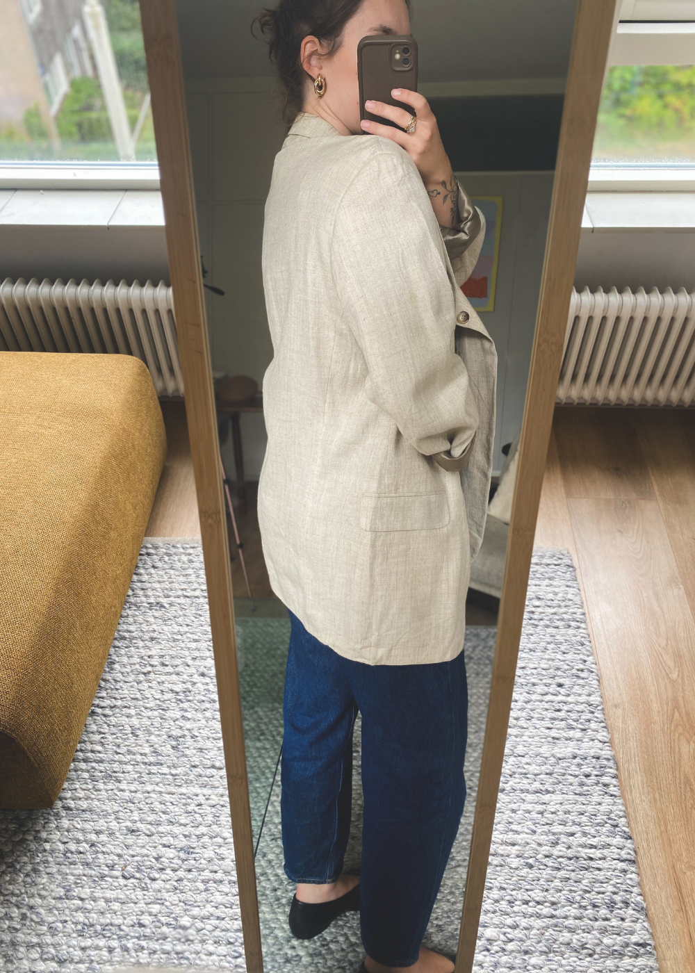 Beige linnen blazer - maat L/XL