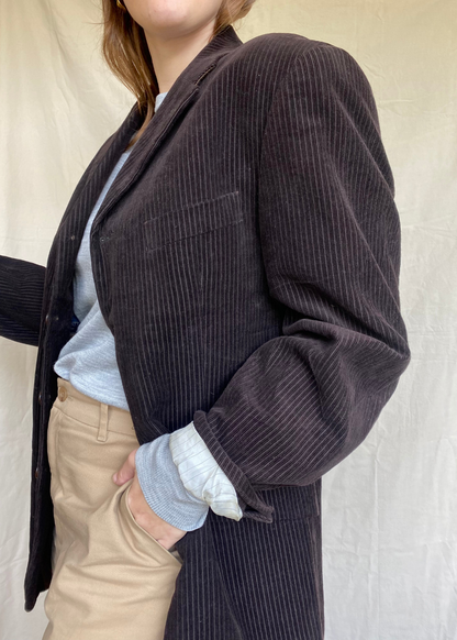 Bruine ribstof blazer - maat L/XL