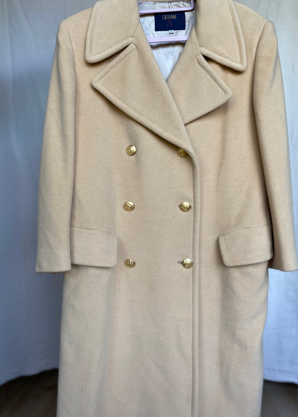 Butteryellow/beige woolcoat - maat M