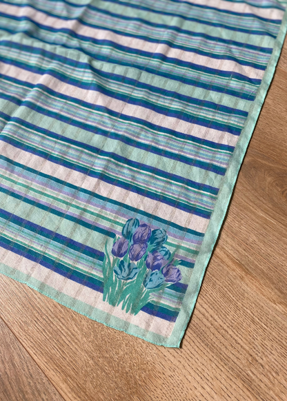 Blauwe sjaal met print
