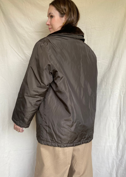Bruine jas met kraag - maat L/XL