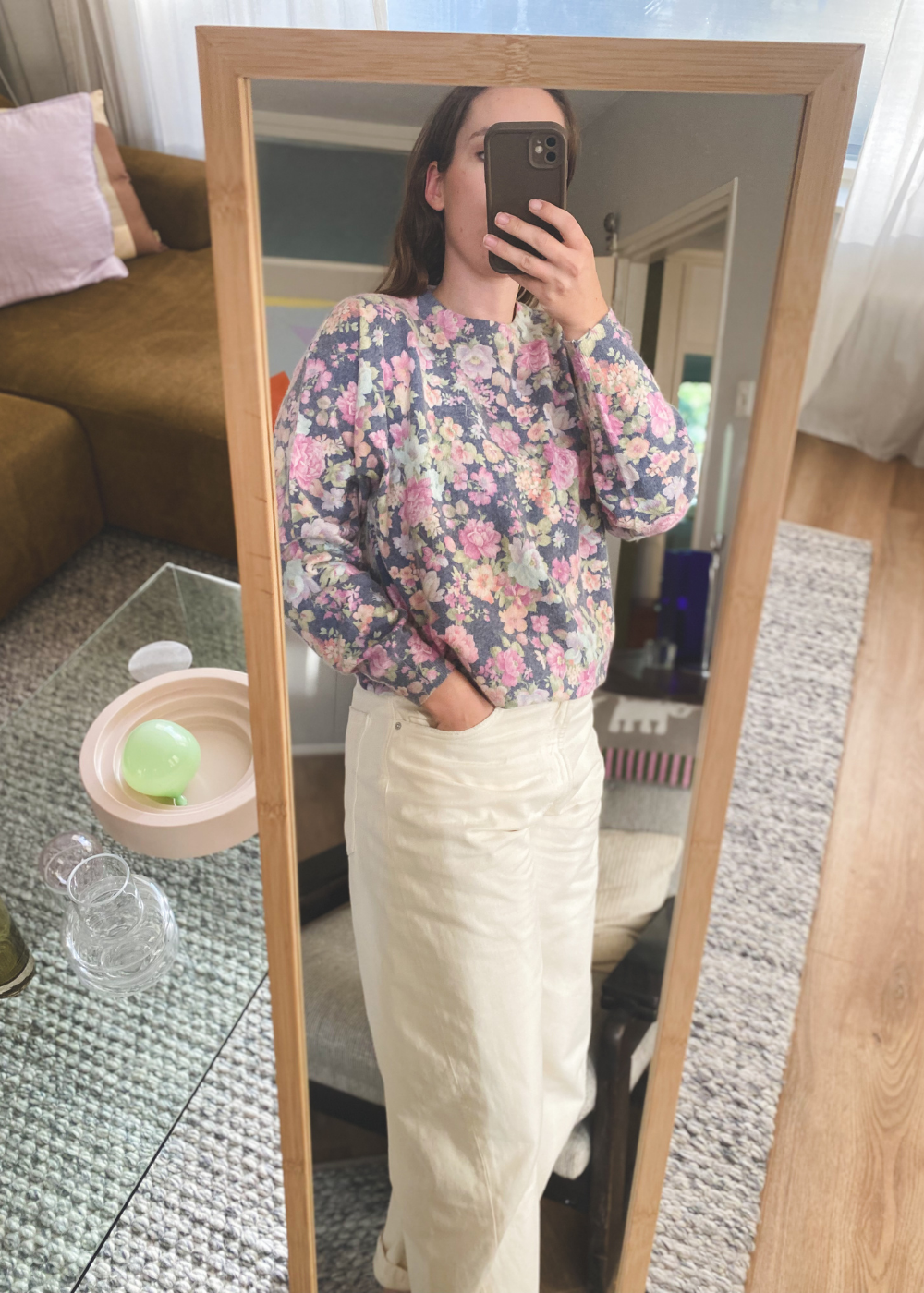 Bloemen trui - maat L/XL