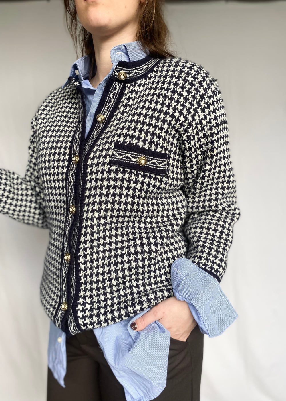 Blauw/wit vest - l/xl