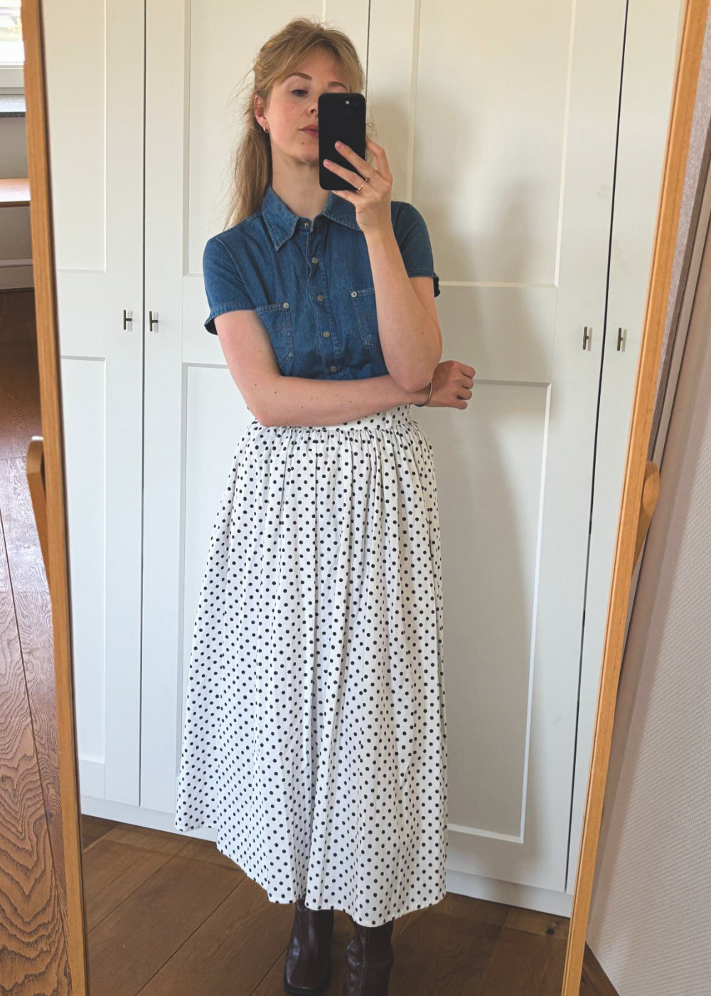 Preloved witte stippen rok - maat XS/S