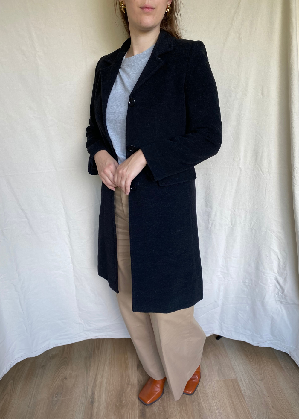 Zwarte wool coat - maat S/M