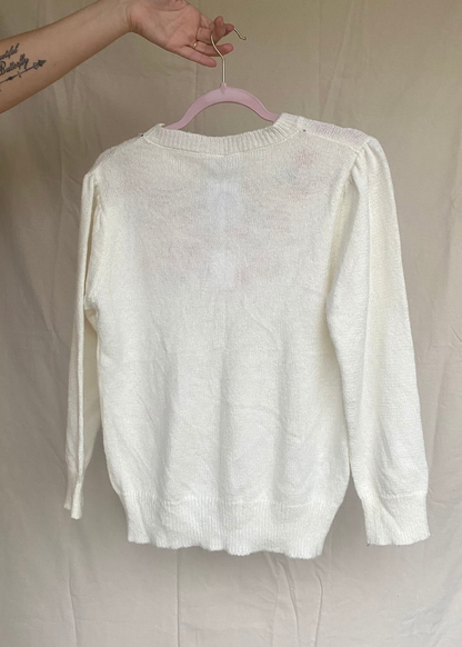 Crème witte trui met bloemen - maat S/M