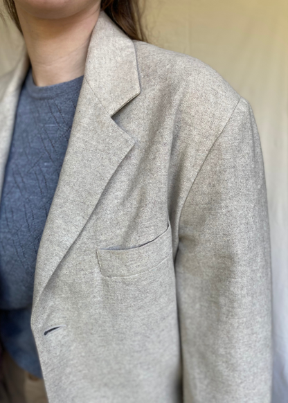Lichtgrijze lana wollen blazer - maat M/L