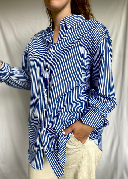 Dames blauw/wit strepen blouse - maat XL/XXL
