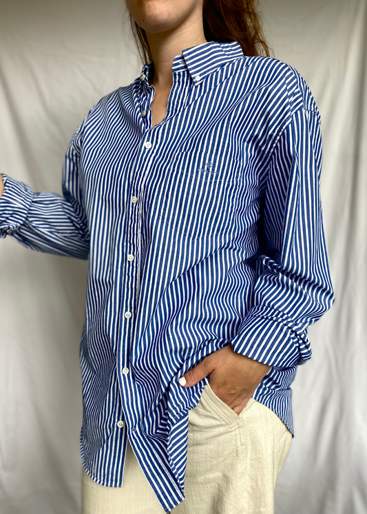 Dames blauw/wit strepen blouse - maat XL/XXL