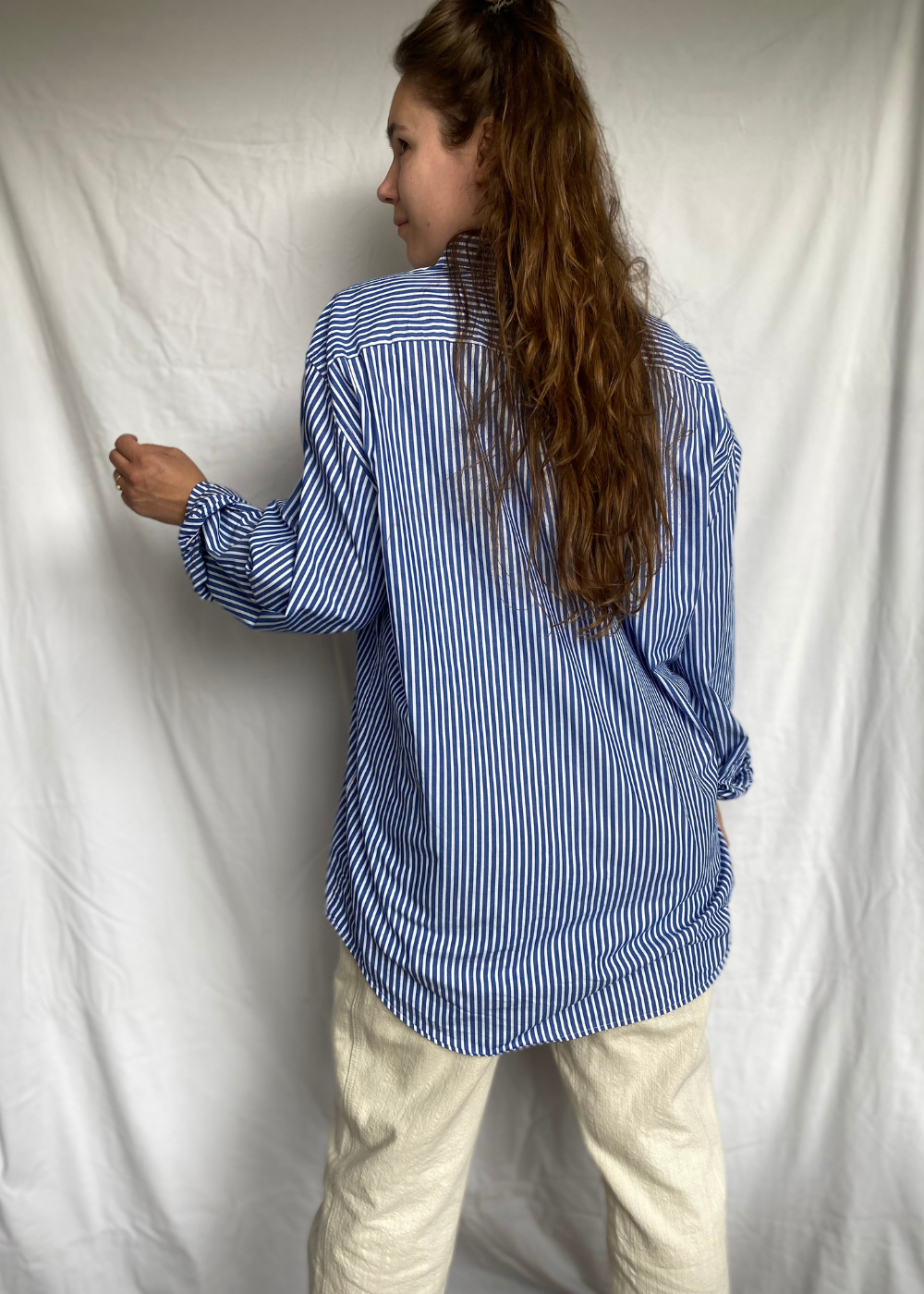 Dames blauw/wit strepen blouse - maat XL/XXL
