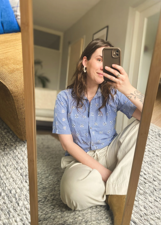 Katoenen blouse met borduursel - maat S/M