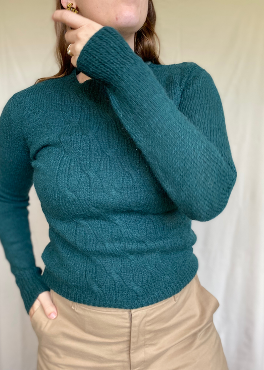 Donkergroen dames mohair trui - maat S/M