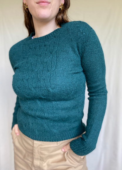 Donkergroen dames mohair trui - maat S/M