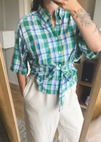 Remade groen geruiten blouse - maat M/L