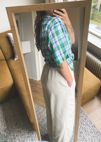 Remade groen geruiten blouse - maat M/L