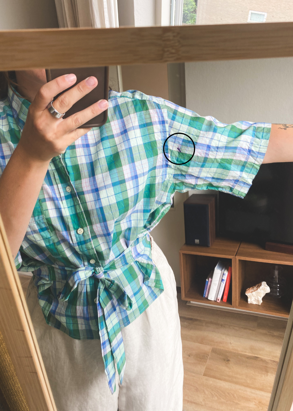 Remade groen geruiten blouse - maat M/L