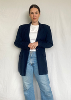 Dames donkerblauwe linnen blazer - maat M/L