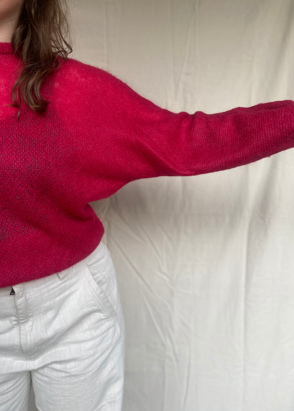 Magenta mohair trui - maat S/M