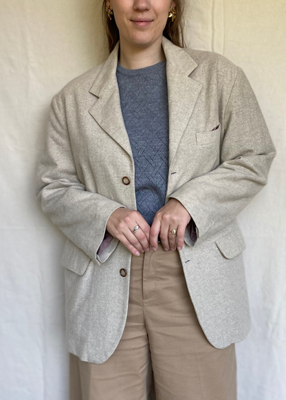 Lichtgrijze lana wollen blazer - maat M/L