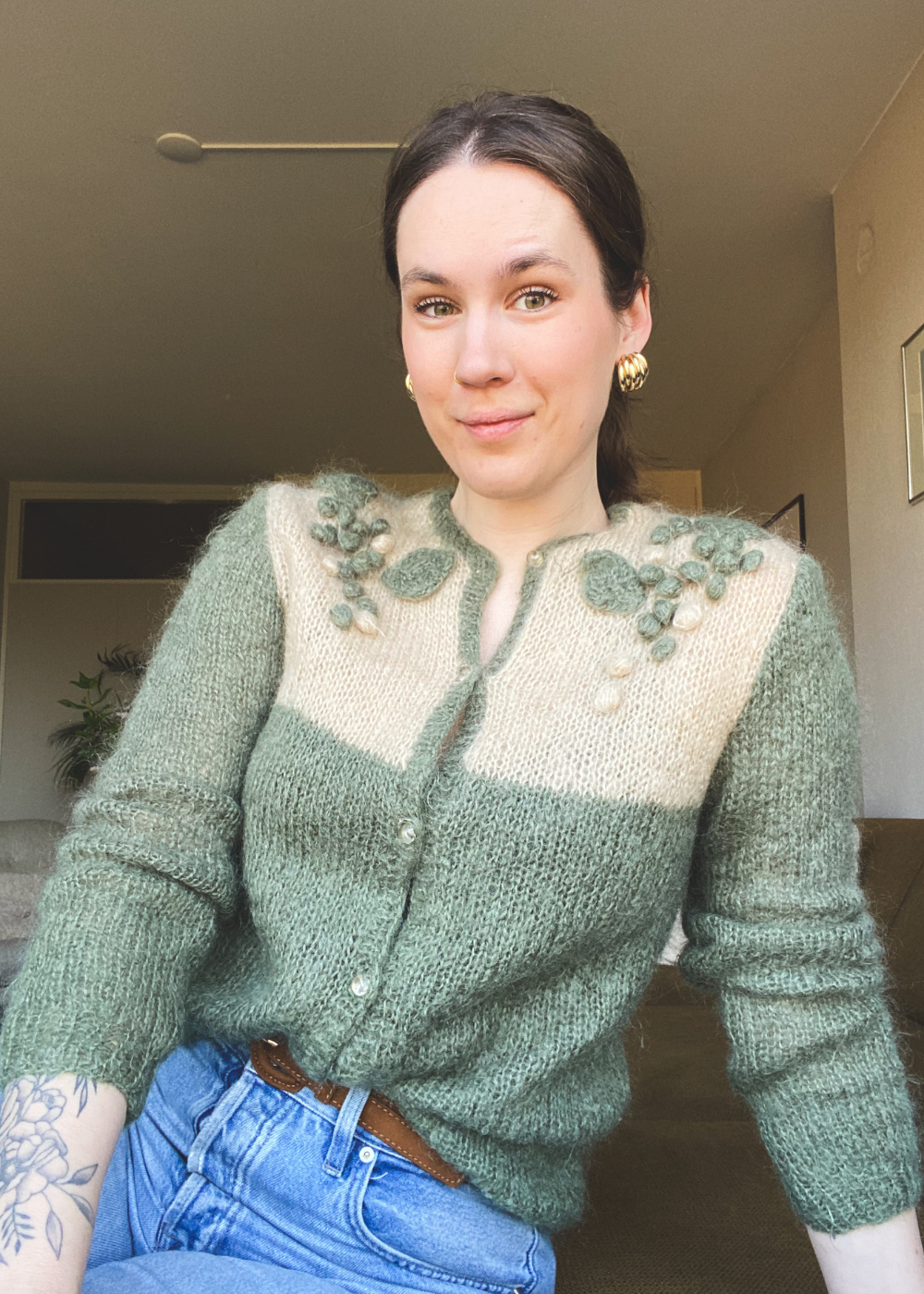 Mohair groen vest - maat S/M