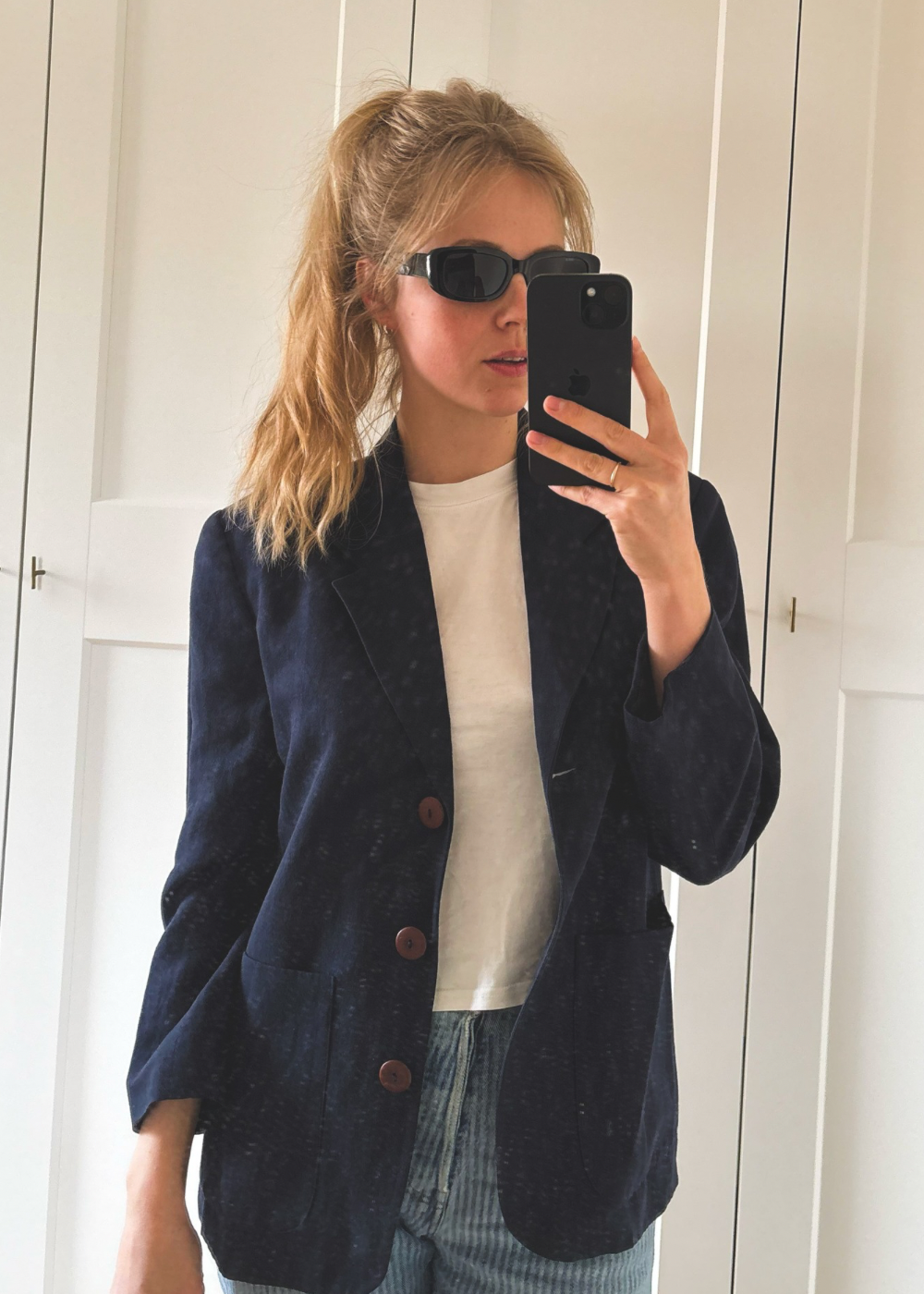 Linnen donkerblauwe blazer - maat XS/S