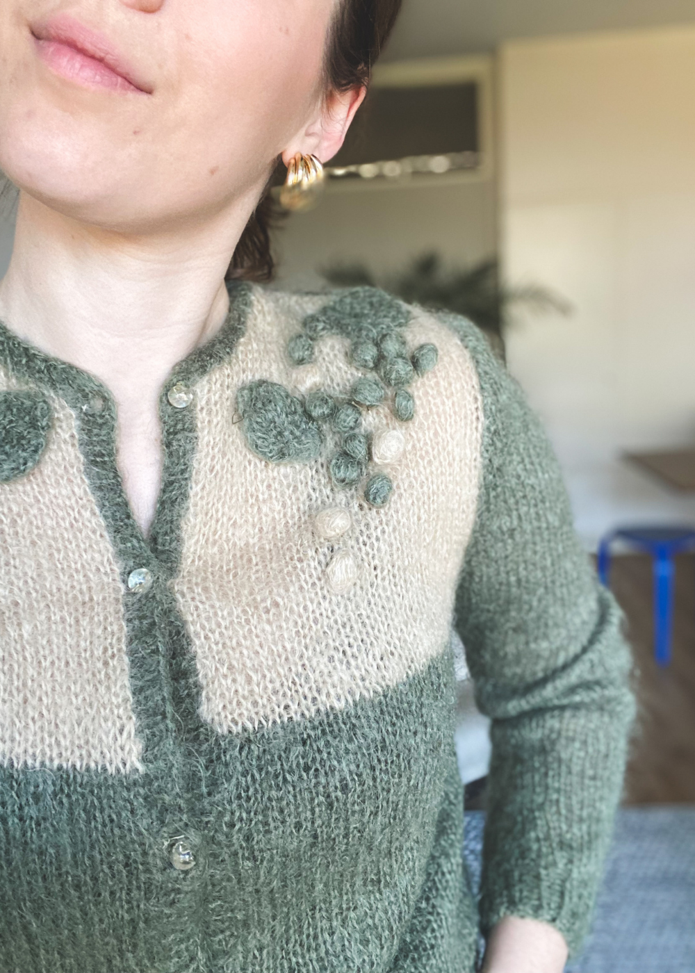 Mohair groen vest - maat S/M