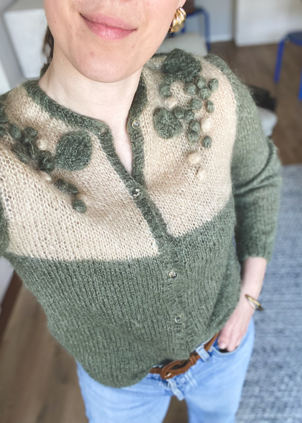 Mohair groen vest - maat S/M