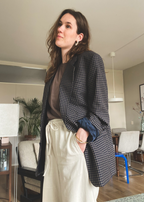 Wollen geruiten blazer - L