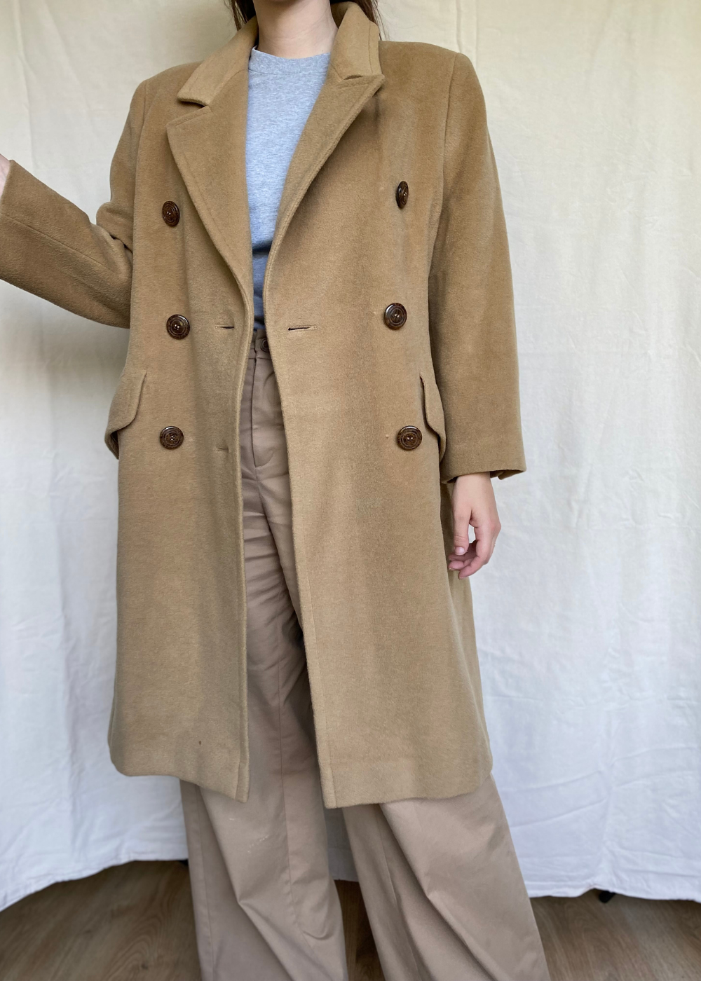Beige wool coat - maat M/L