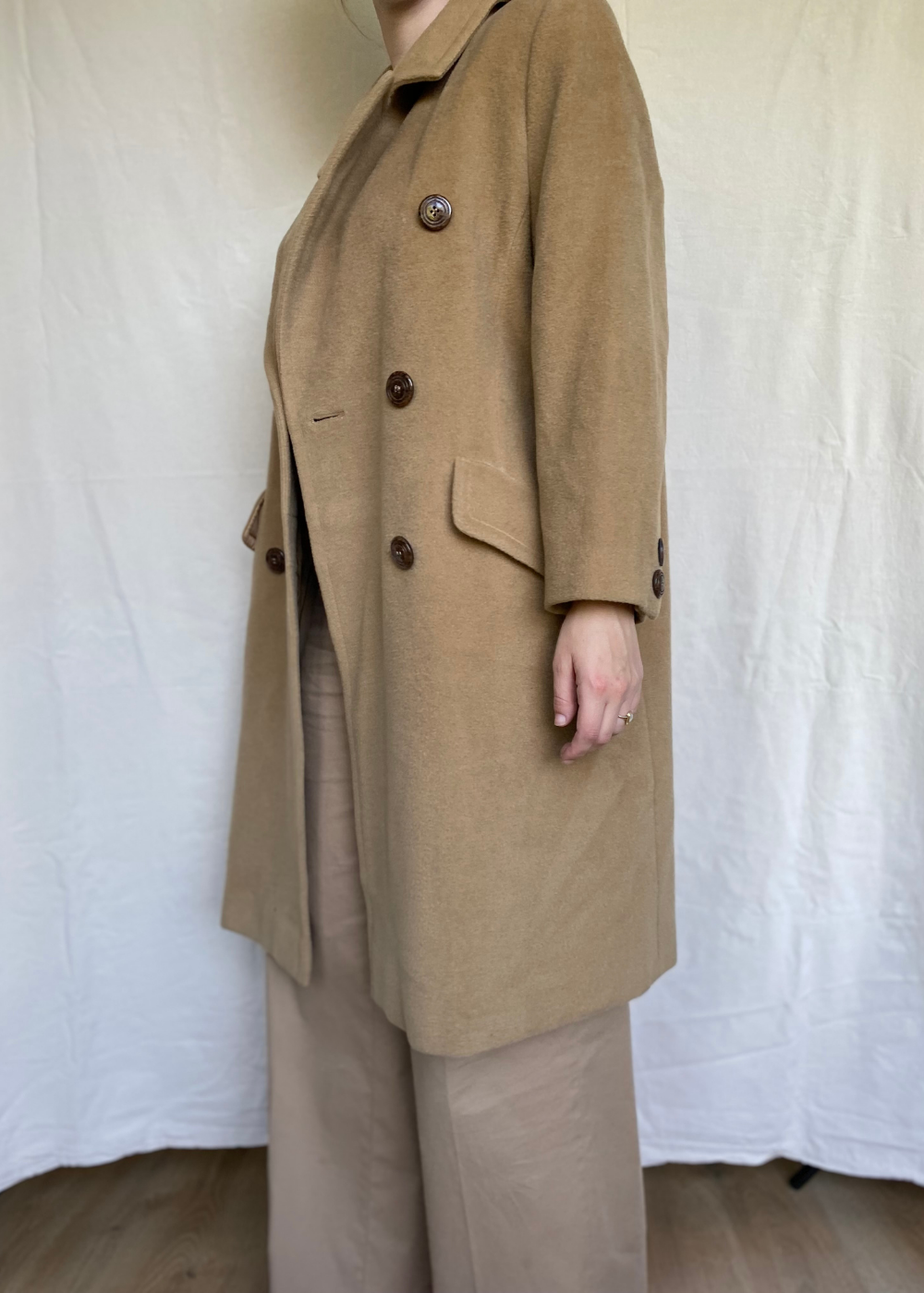 Beige wool coat - maat M/L