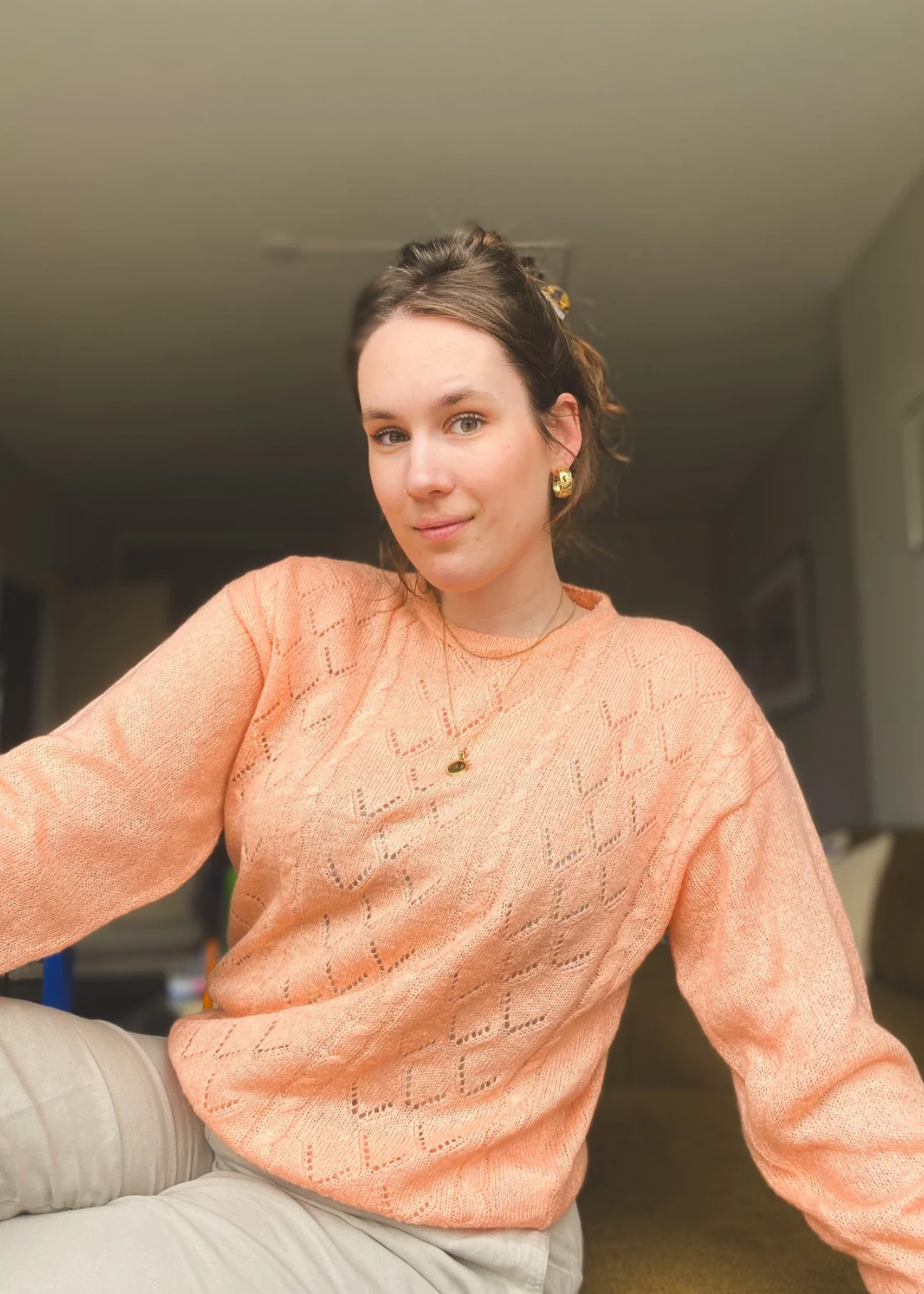 Zalmroze longsleeve top - maat M/L