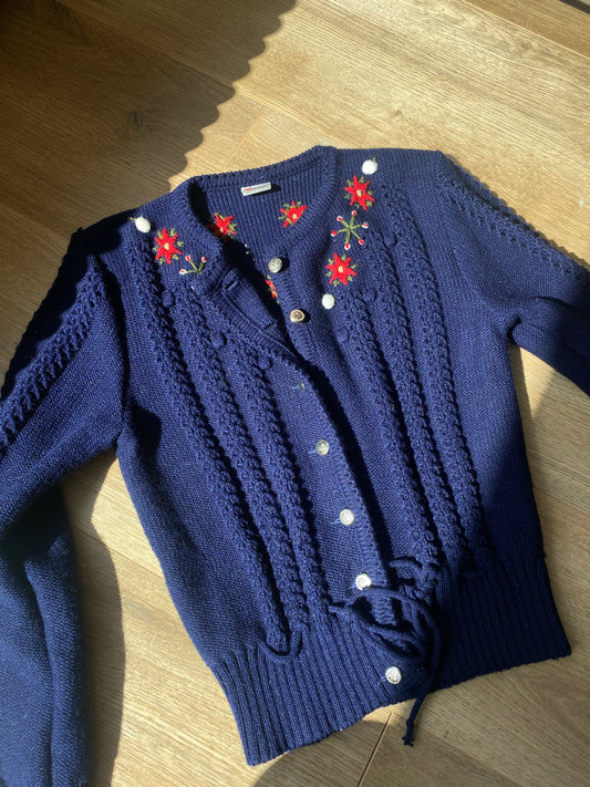 Donkerblauw vest met borduursel - maat S/M