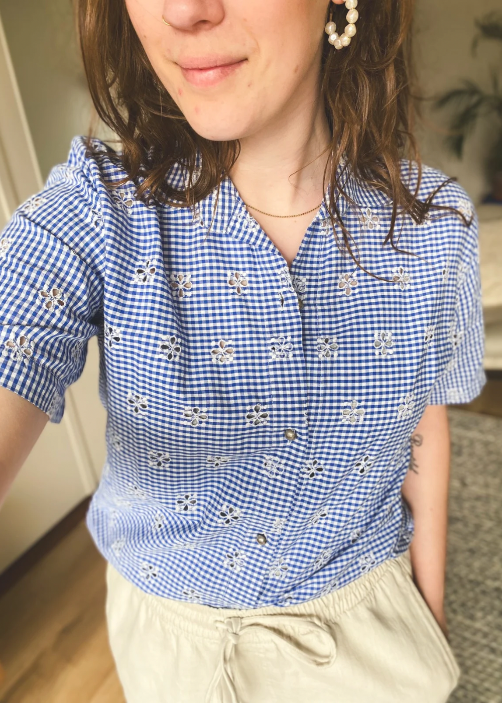 Katoenen blouse met borduursel - maat S/M