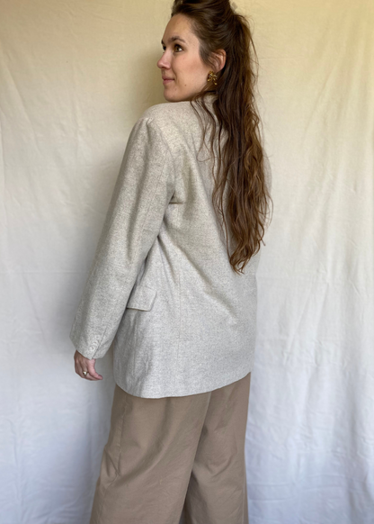Lichtgrijze lana wollen blazer - maat M/L