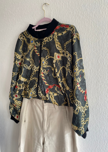 Dames bomber jacket met funky print- maat M/L/XL
