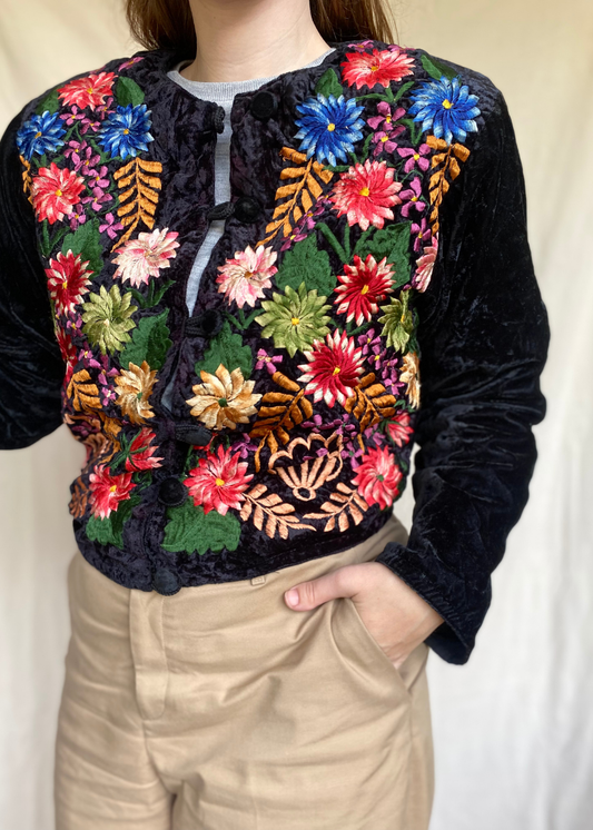 Fluweel cropped jasje - maat S/M