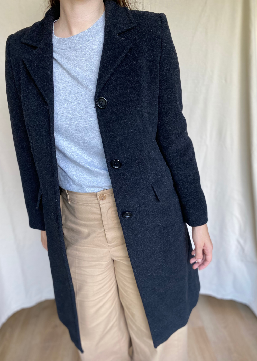 Zwarte wool coat - maat S/M