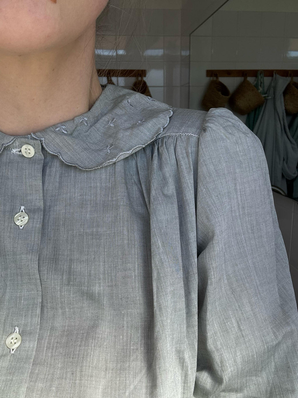 Mintgroene katoenen blouse - maat XS/S