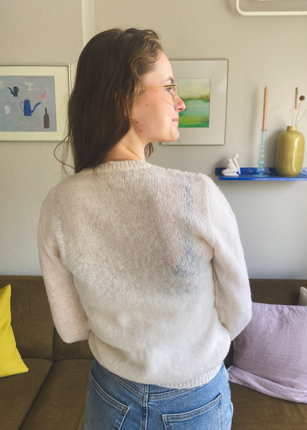 Witte trui met bloemen - maat S/M