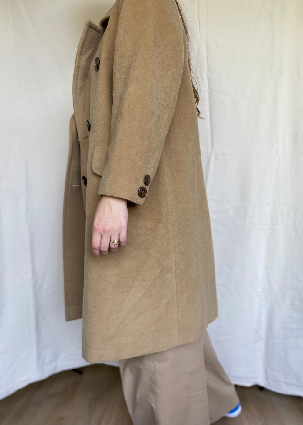 Beige wool coat - maat M/L