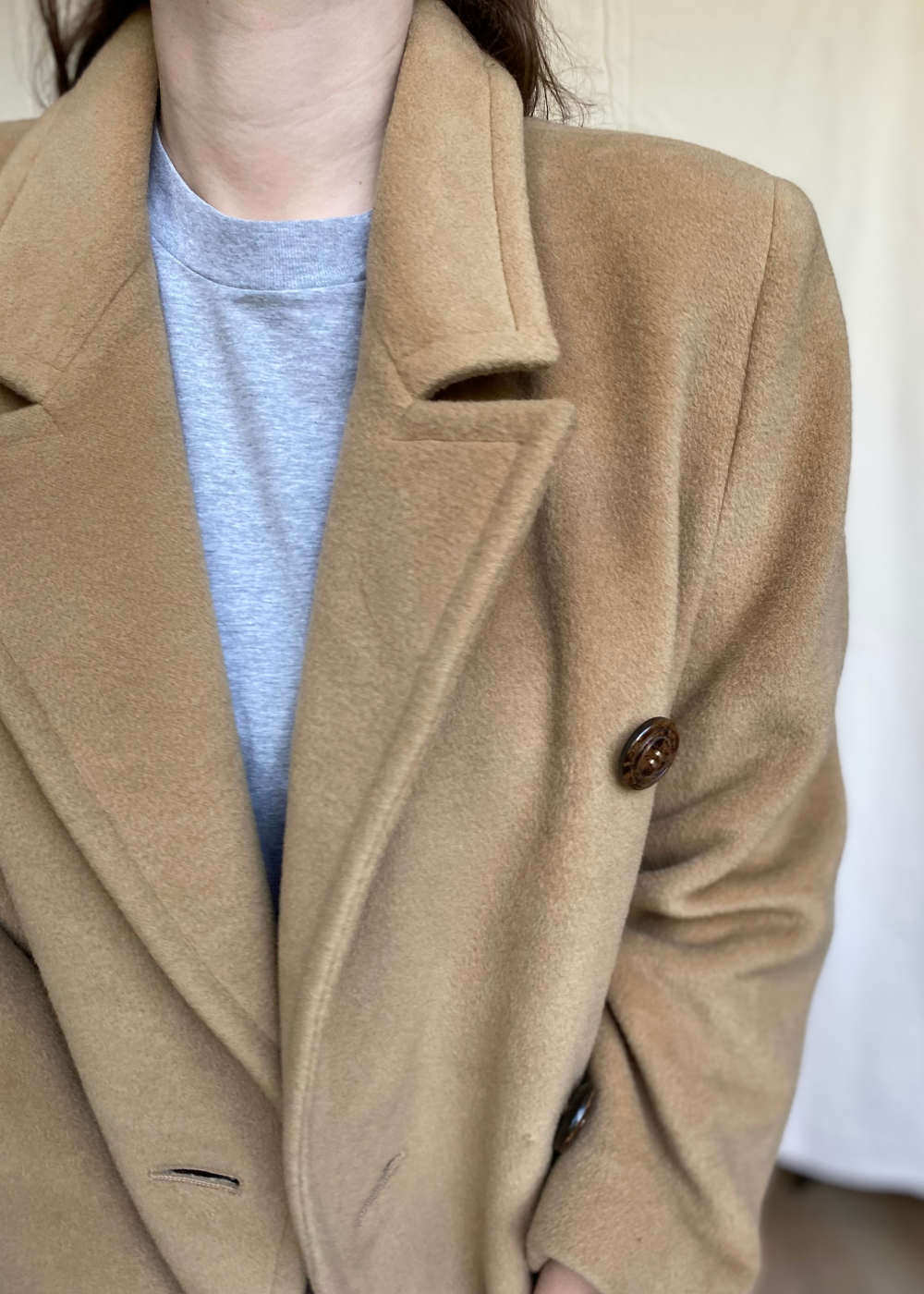 Beige wool coat - maat M/L