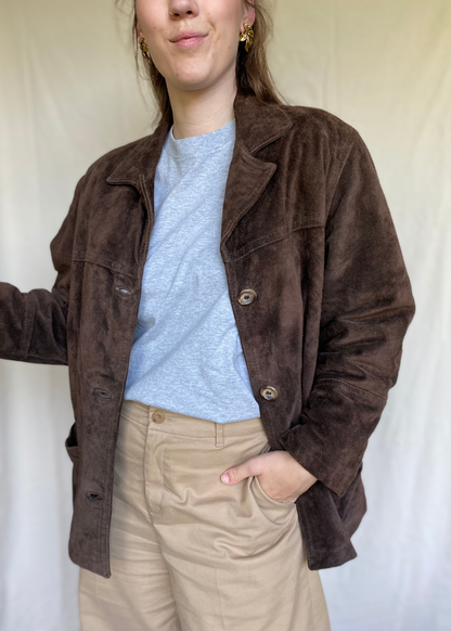 Bruin suede jacket - maat L