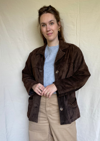 Bruin suede jacket - maat L