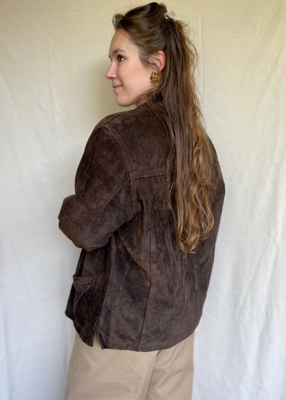 Bruin suede jacket - maat L