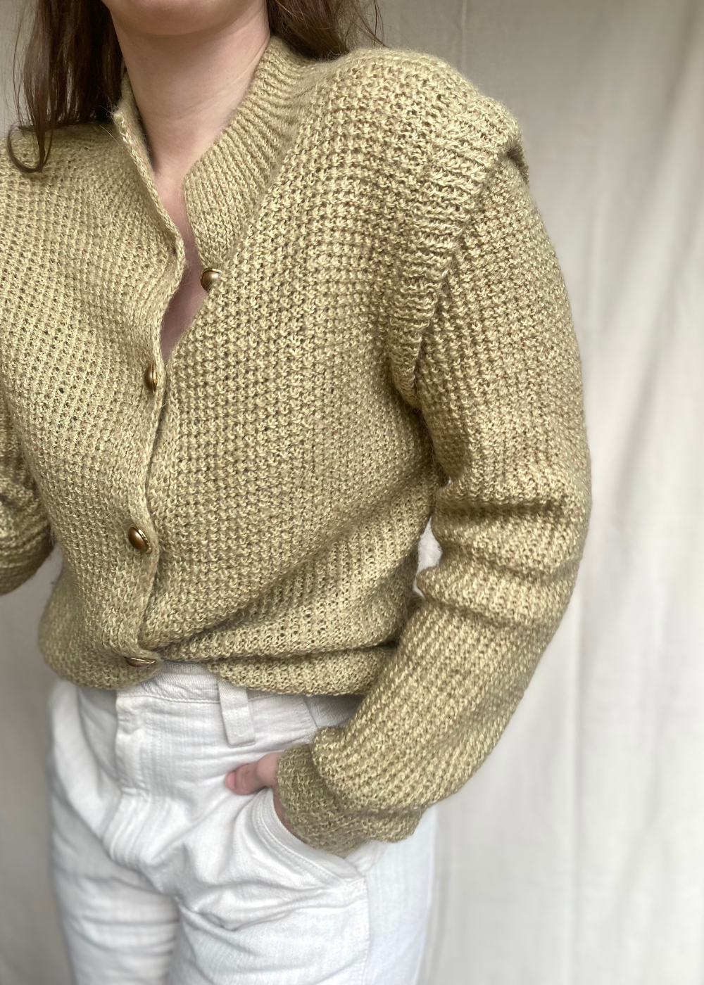 Lichtgroen katoen-mohair vest - maat M/L