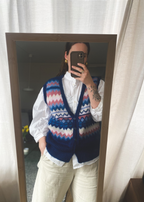 Kleurrijk wollen gilet - maat L/XL