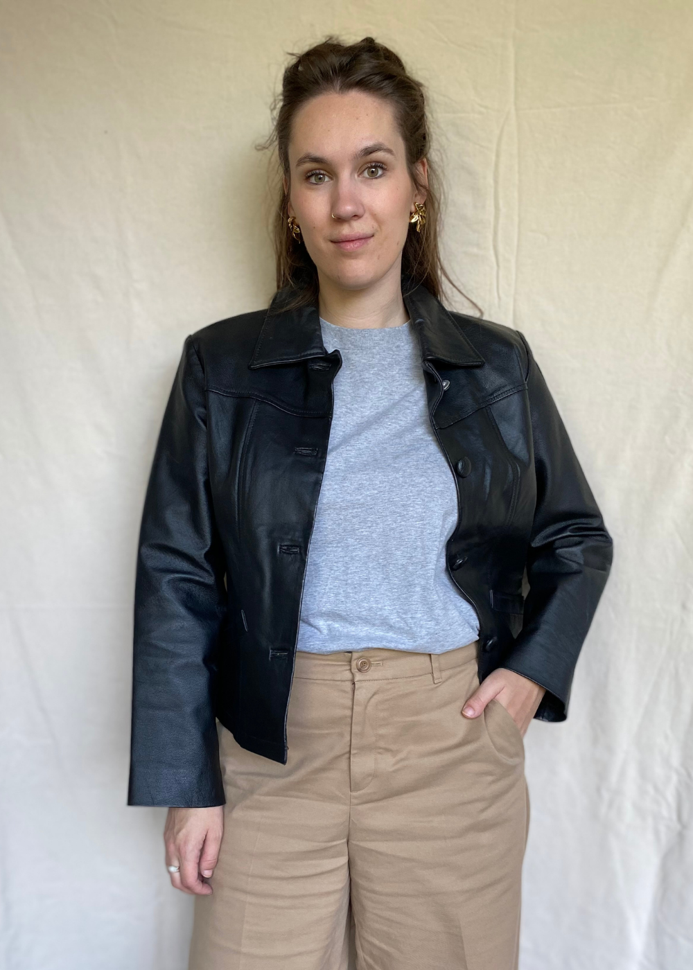 100% leren zwarte jas - maat M