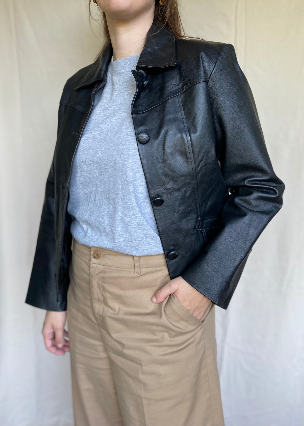 100% leren zwarte jas - maat M