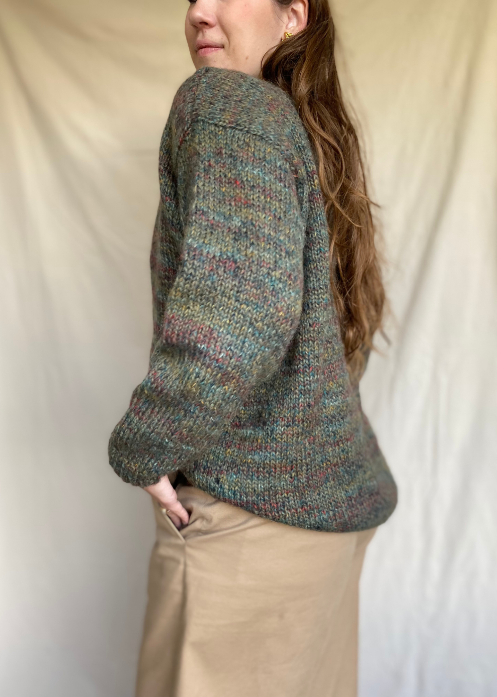 Groen gebreid vest - maat L/XL